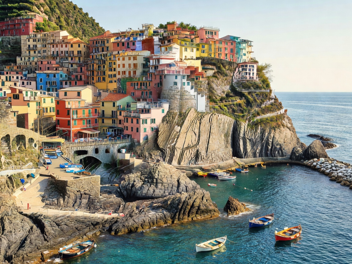 Cinque Terre colorful cliff houses on the Italian Riviera
