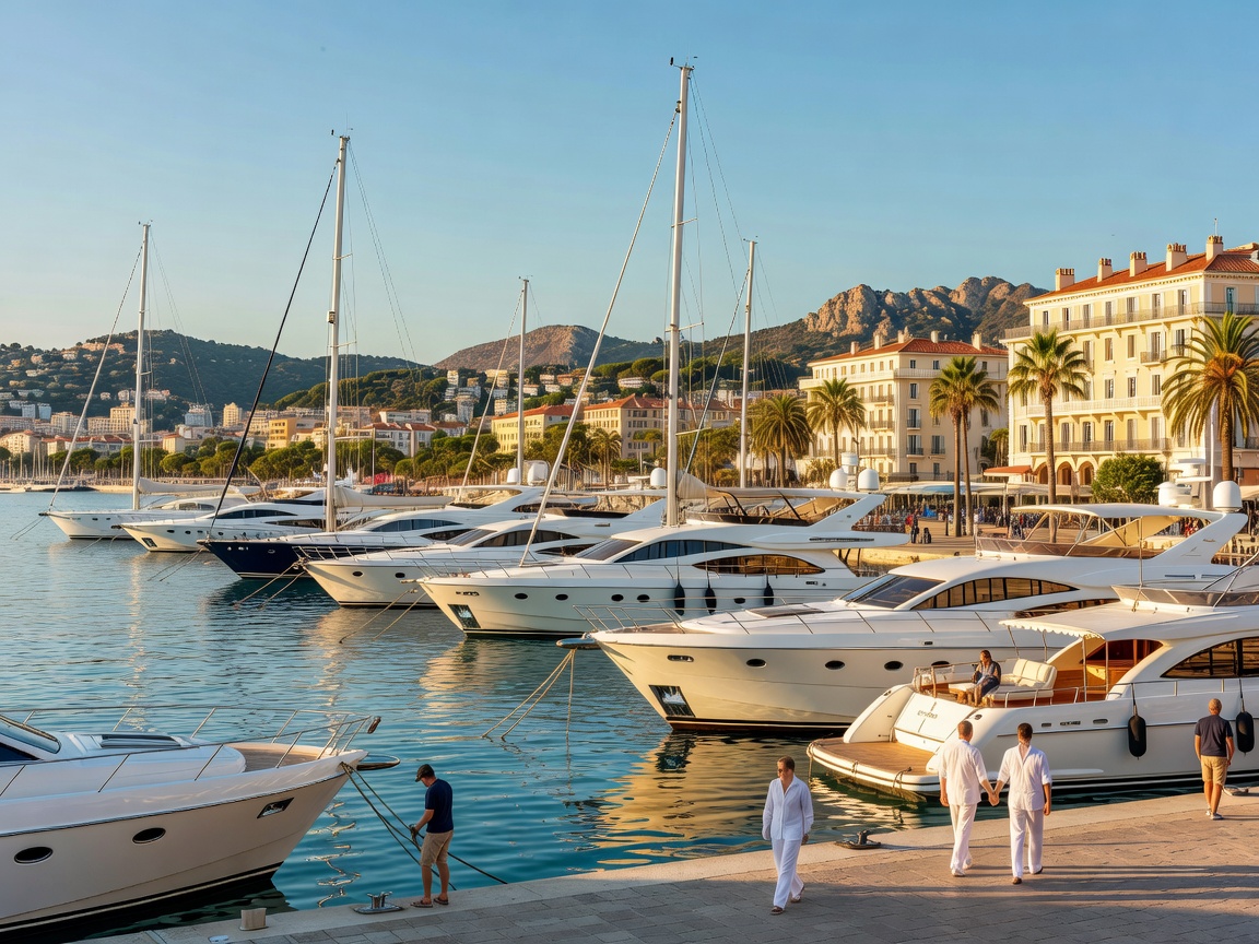 French Riviera yacht harbor at Cannes Côte d'Azur